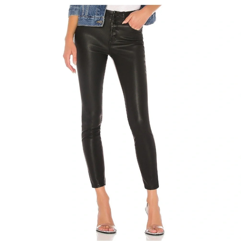 BLANKNYC Faux Leather Daddy Soda Pant Womens Size 27 Black High Waist Button Fly